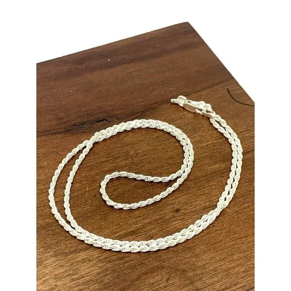 Sterling Silver Rope Necklace 20'' Chain 1.85mm Wide Unisex Jewelry - Picture 8 of 12